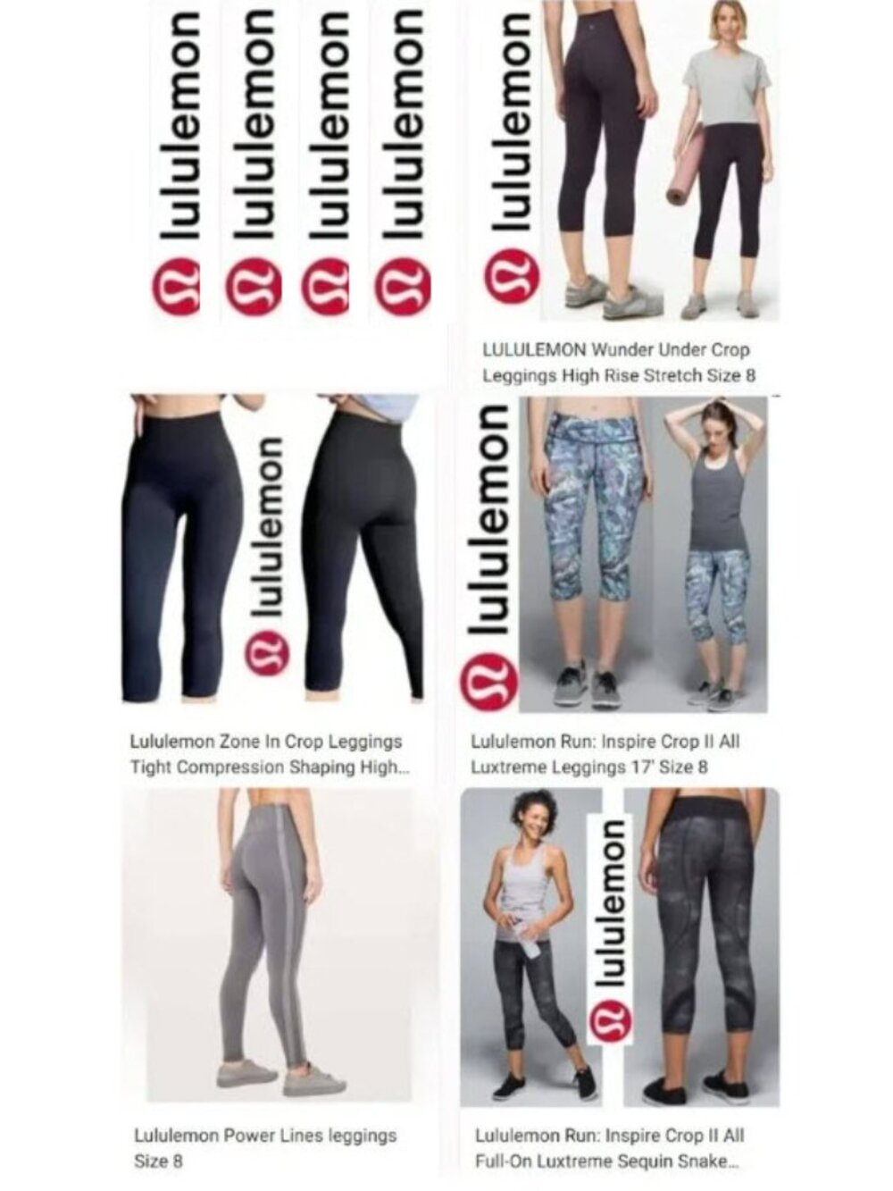 Lululemon Leggings Lot of 5 size 8, 5 legging bundle LOT
